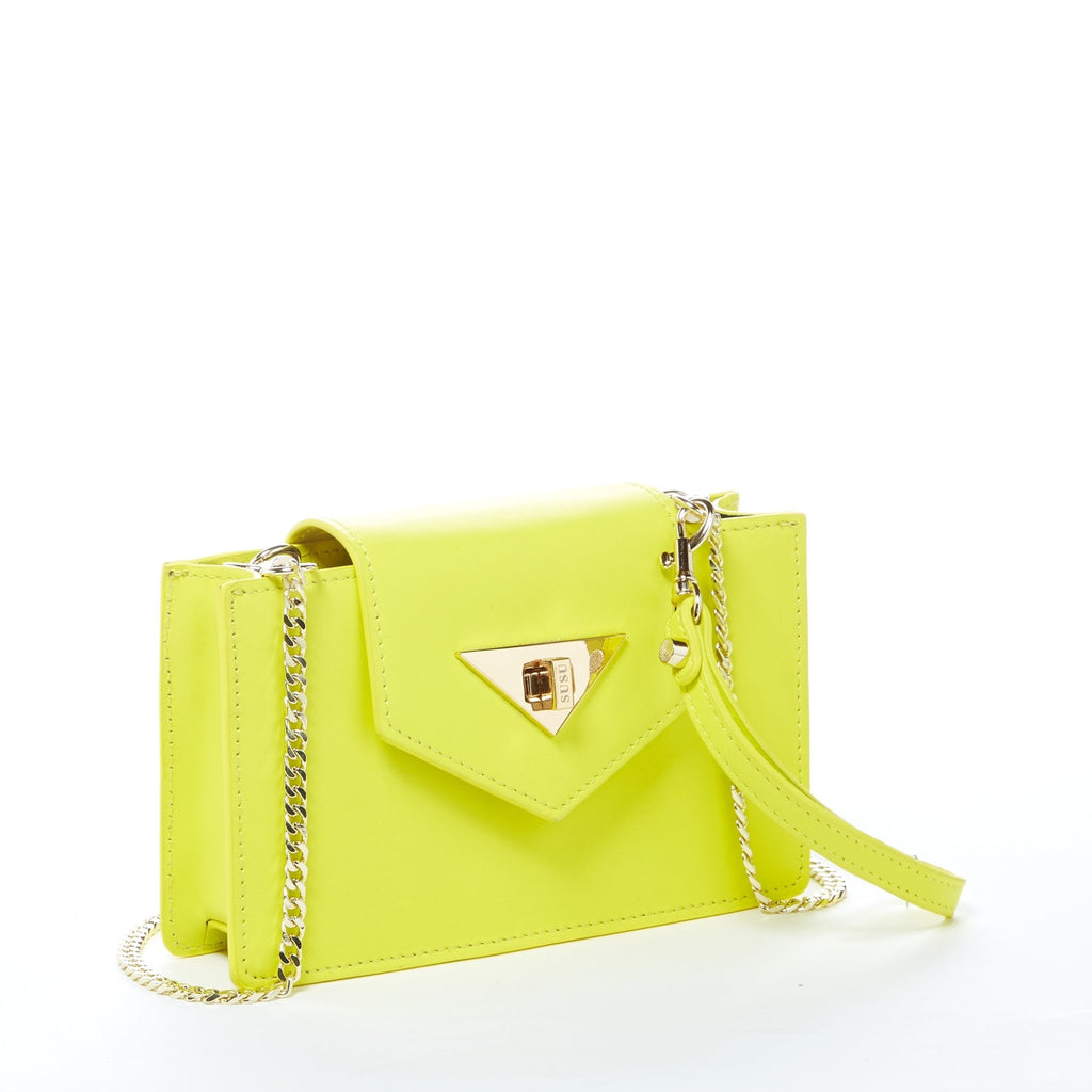 SUSU Bright Yellow Mini Crossbody Purse Chain Strap Leather Wristlet Women's Handbag - Clairellas