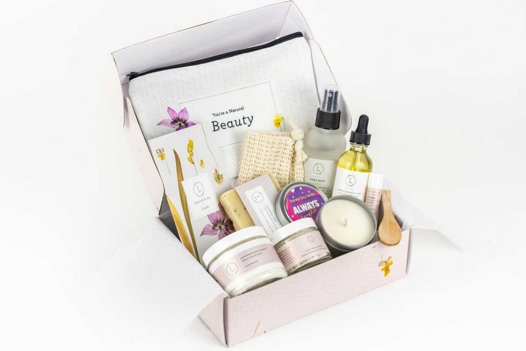 Spa Gift Box, Natural Lavender Bath & Body Relaxing Package for Friend - Clairellas