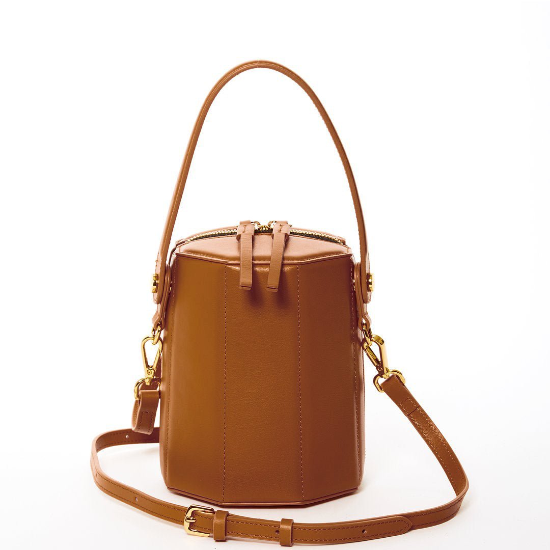 SUSU Brown Leather Bucket Bag Small Crossbody Purse Women's Handbag - Clairellas