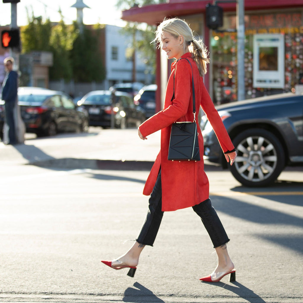 SUSU Black Leather Backpack Purse for Women Unique Convertible Crossbody Bag