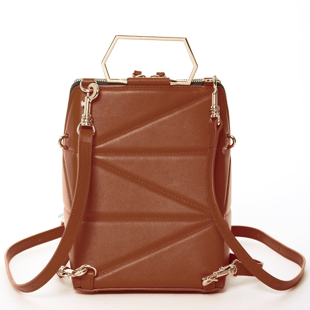 SUSU Brown Leather Backpack Purse for Women Unique Convertible Crossbody Bag