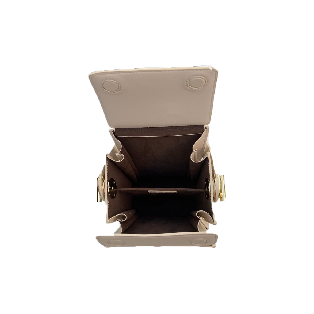 SUSU Cream Leather Bucket Bag Off White Unique Leather Crossbody Purse Women's Handbag