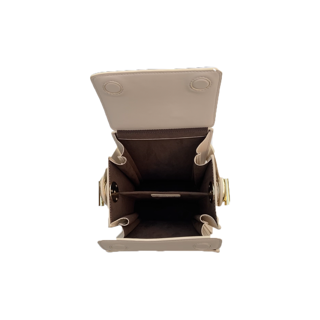 SUSU Cream Leather Bucket Bag Off White Unique Leather Crossbody Purse Women's Handbag