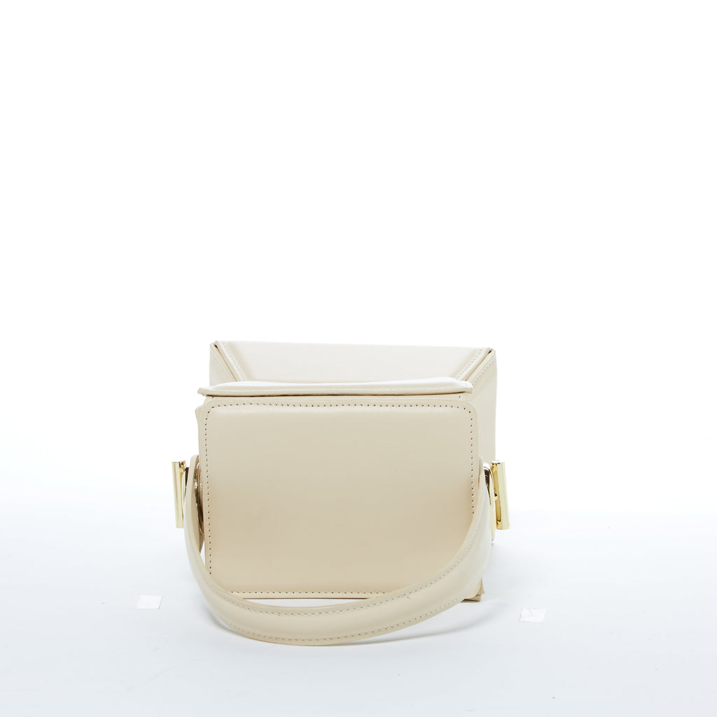 SUSU Cream Leather Bucket Bag Off White Unique Leather Crossbody Purse Women's Handbag