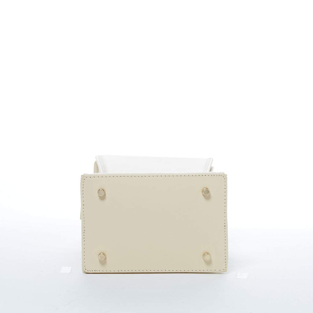 SUSU Cream Leather Bucket Bag Off White Unique Leather Crossbody Purse Women's Handbag